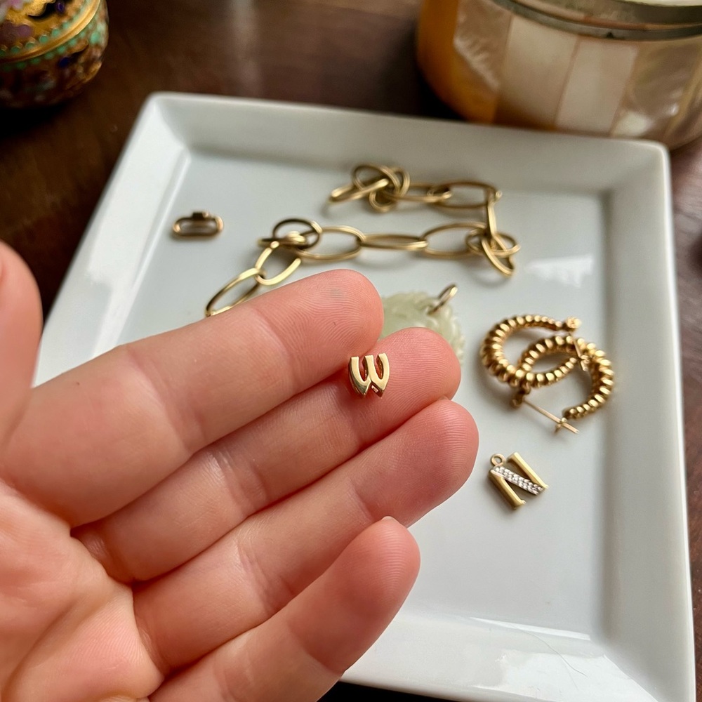 14k Gold “W” or “M” Slide Charm